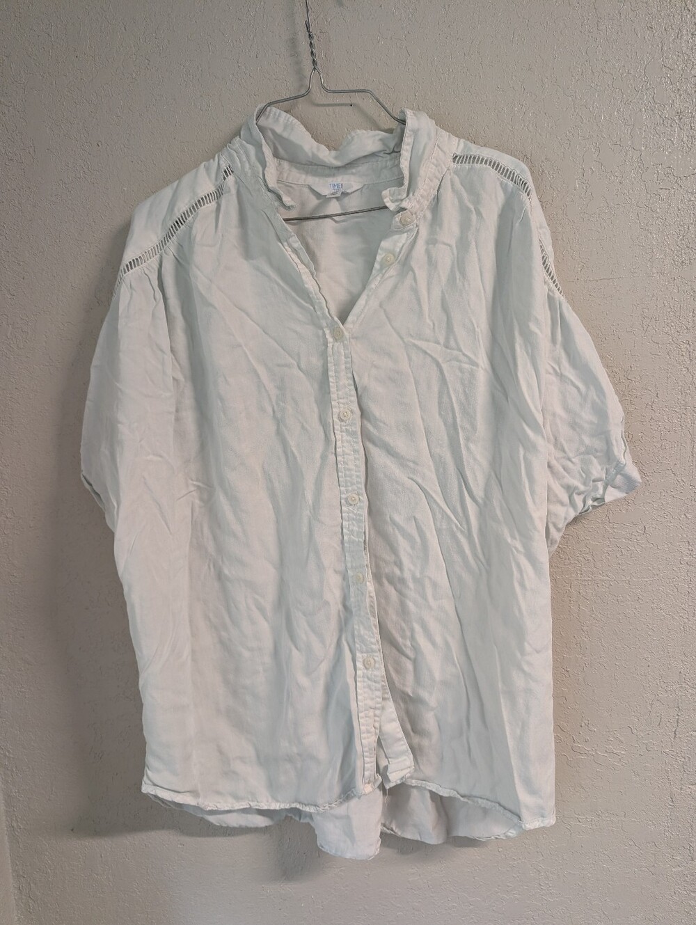 Ladder Trim Button Down XXL 22 White Blue Coastal Fisherman Cuff Elevated Basic